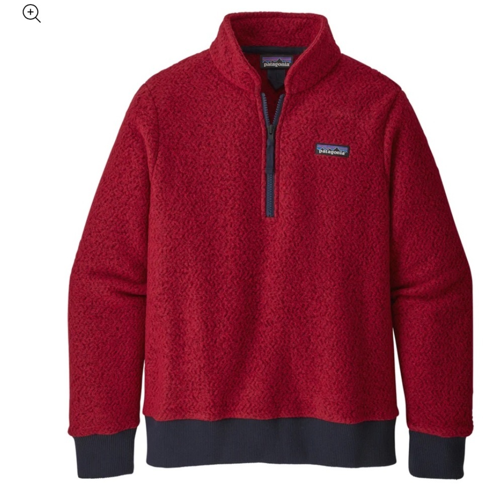 Patagonia Woolyester Fleece Pullover Women’s Burgundy Oxide Red/Blue Trim XL - Picture 2 of 9